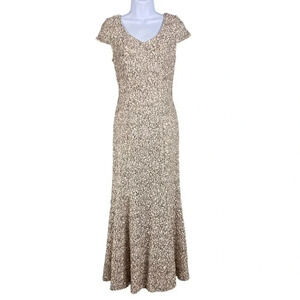 Alex Evenings Womens Sz 6 Long Cap Sleeve Fit & Flare Dress Sequin Detail Formal